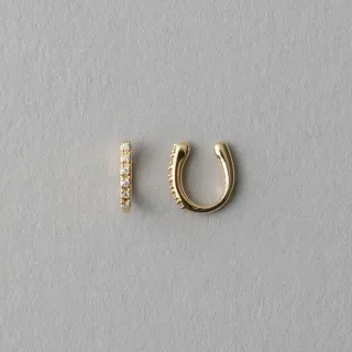 【ete】K10YG 鑽石排列U型夾式耳環