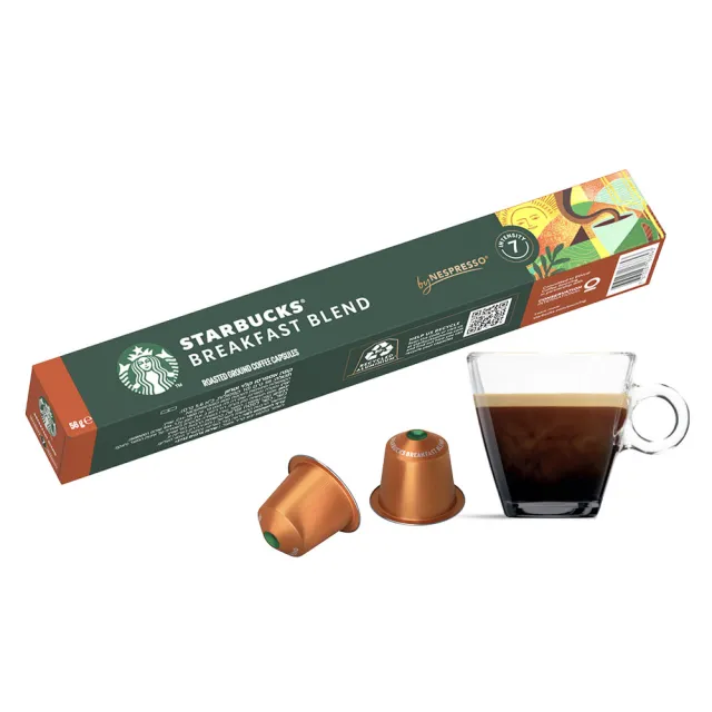 【STARBUCKS 星巴克】早餐綜合 咖啡膠囊10顆/盒 15個月(新包裝;適用於Nespresso膠囊咖啡機)