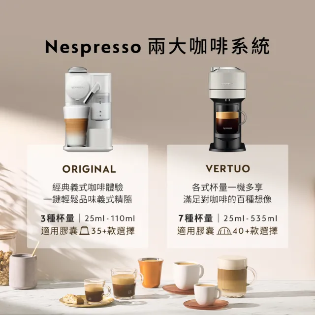【Nespresso】臻選厚萃Vertuo Next輕奢款膠囊咖啡機奶泡機組合(馥郁晨曦50顆組)