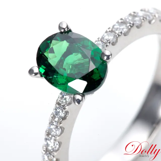 【DOLLY】1克拉 天然沙佛萊石18K金鑽石戒指