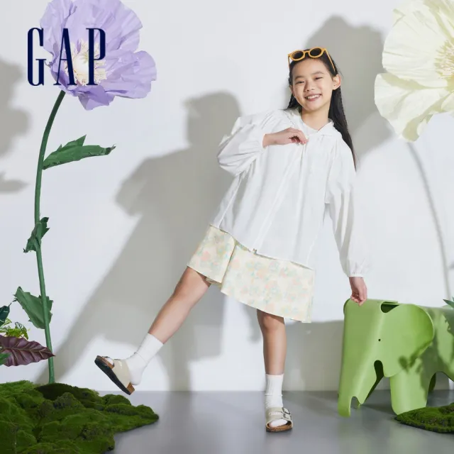 【GAP】男童裝 Logo防曬印花連帽外套-綠色(890512)