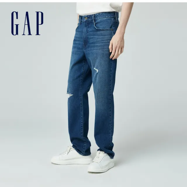 【GAP】男裝 直筒牛仔褲-深藍色(884813)