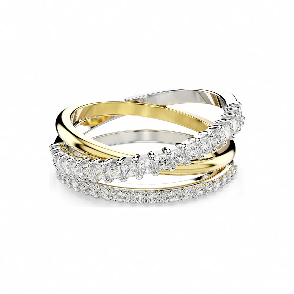 【SWAROVSKI 施華洛世奇】Hyperbola 戒指 混合式切割 白色 多種金屬潤飾