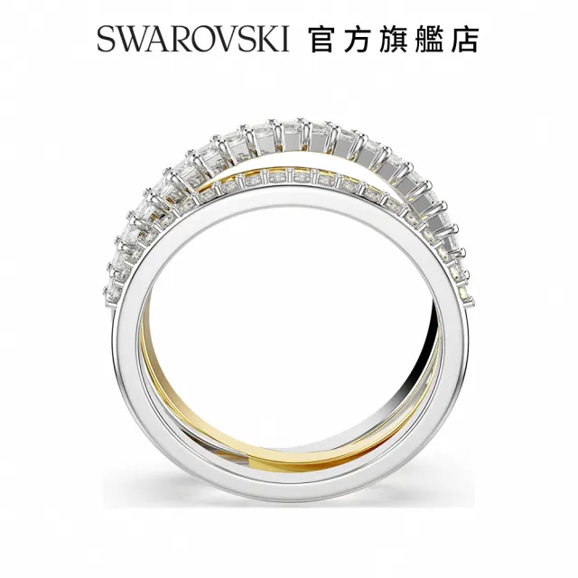 【SWAROVSKI 施華洛世奇】Hyperbola 戒指 混合式切割 白色 多種金屬潤飾