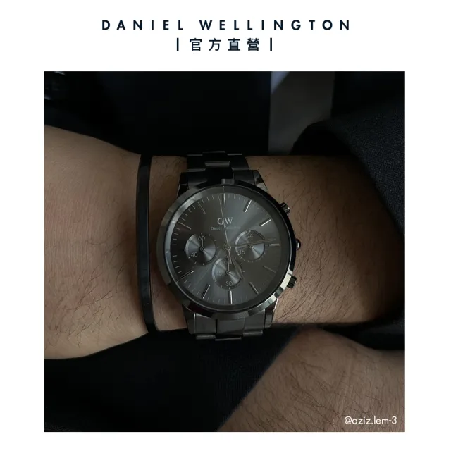 【Daniel Wellington】DW 手錶 Iconic Chronograph 42mm太空灰三眼精鋼錶灰錶盤(DW00100643)