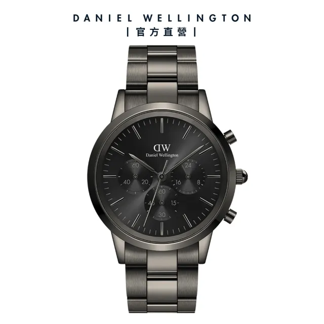 【Daniel Wellington】DW 手錶 Iconic Chronograph 42mm太空灰三眼精鋼錶灰錶盤(DW00100643)