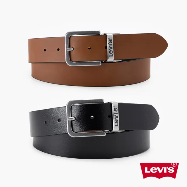 【LEVIS】男款 2面用皮帶 / Logo鐫刻旋轉釦頭   熱賣單品 D6605-0000