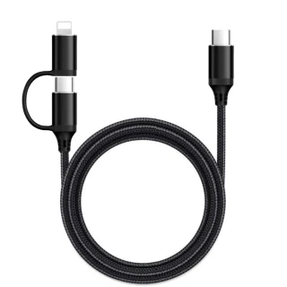【UKKO】PD 60W/Lightning 20W 急速二合一充電傳輸線(PD 60W快充/Lightning 20W快充)