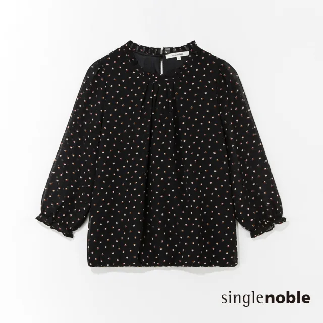 【SingleNoble 獨身貴族】場女性必備半月圓點七分袖造型上衣-有裡布(1色)