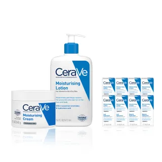 【CeraVe 適樂膚】冠軍常銷組★長效清爽保濕乳473ml +長效潤澤修護霜340g_B(臉部身體乳液)