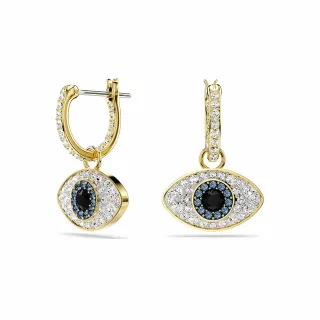 【SWAROVSKI 施華洛世奇】Symbolica 水滴形耳環 Evil eye 藍色 鍍金色色調(情人節禮物)