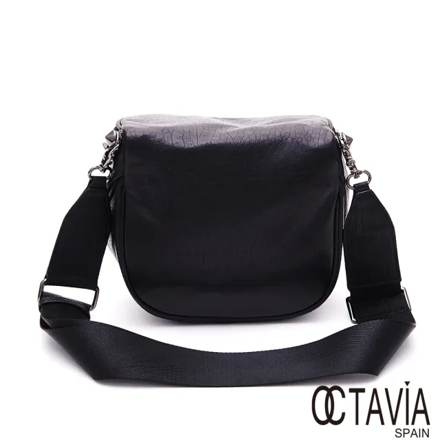 【OCTAVIA 8】雙11 真皮 FAR AWAY 全牛皮半月立體斜背腰包(自由黑)