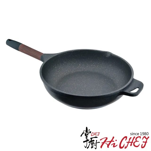 【CHEF 掌廚】木柄輕量不沾鍋28CM 平底鍋(無蓋 IH爐電磁爐可用鍋)