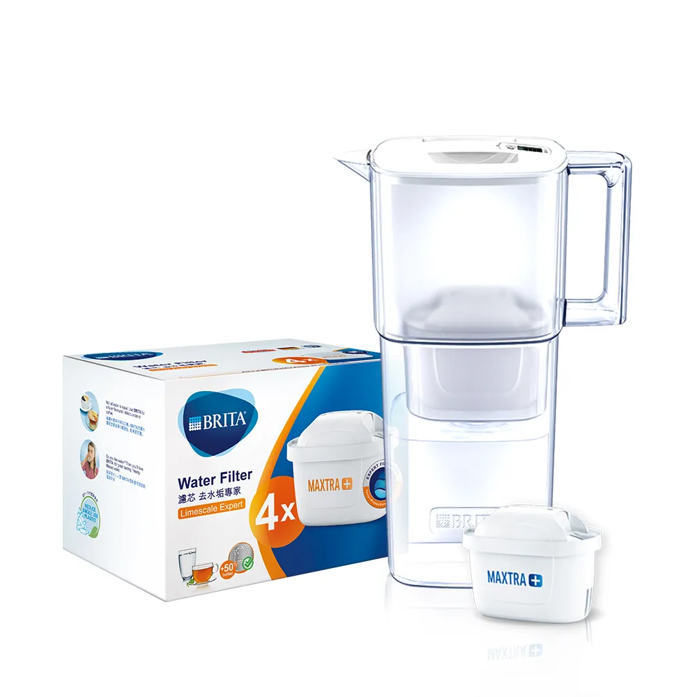 【BRITA】官方直營 日系力酷濾水壺+去水垢4入濾芯(共1壺5芯)