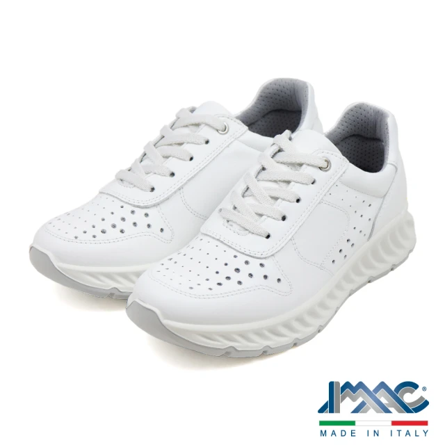 IMAC 義大利原廠超輕量增高透氣綁帶休閒鞋 白色(557160-WH)