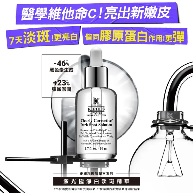 【契爾氏】官方直營 激光極淨白淡斑精華30ml必搶組(Kiehl’s/精華液/保濕 透亮)