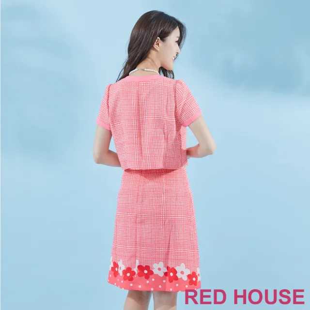 【RED HOUSE 蕾赫斯】格紋花朵印花裙(粉色)