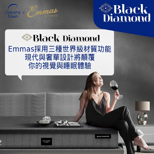 【Lunio】Emmas(Black Diamond 標準雙人5尺黑鑽系列美國獨立筒床墊)