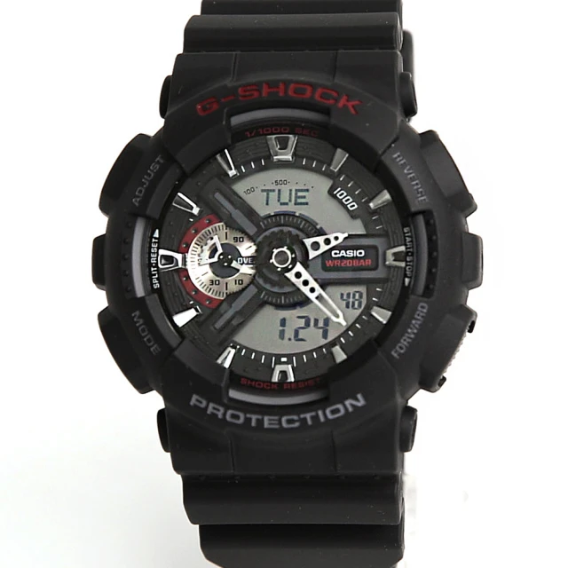 CASIO 卡西歐 CASIO G-SHOCK 戰機雙顯錶(GA-110-1ADR)