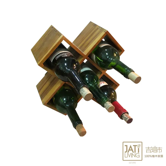 【吉迪市柚木家具】柚木多邊型酒瓶架 LT-091C(洋酒架 紅酒架 木酒架 擺飾 置物架)