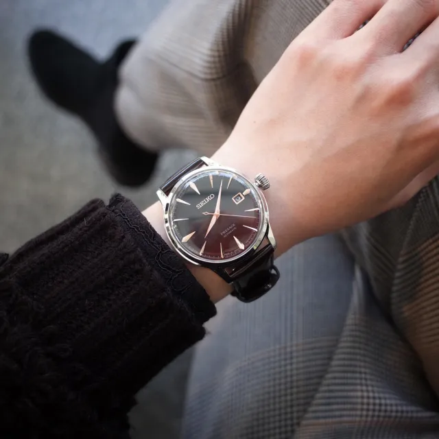 【SEIKO 精工】Presage 調酒師東京日落機械錶-藍x咖啡/40.5mm(SRPK75J1/4R35-06F0P)618 禮物