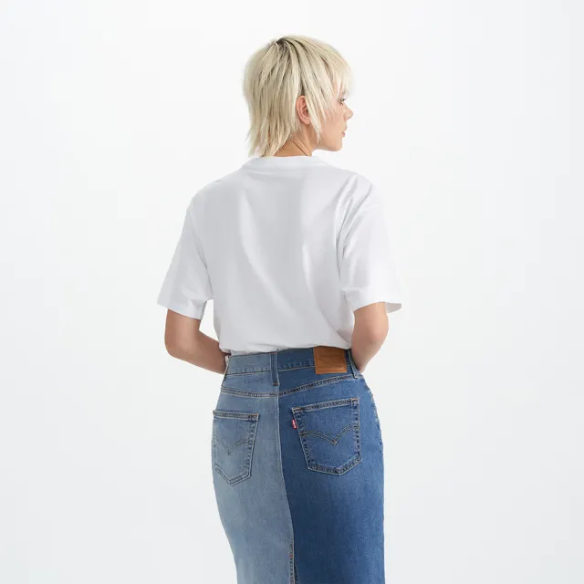 【LEVIS 官方旗艦】女款 中腰 拼接丹寧牛仔裙 半身裙 人氣新品 001A5-0000