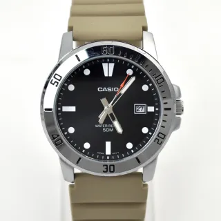 【CASIO 卡西歐】CASIO手錶 不鏽鋼卡其色槍魚手錶(MTP-VD01-5EVUDF)