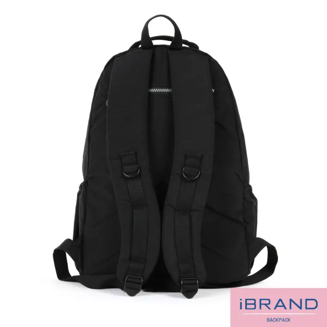 【iBrand】經典百搭超輕盈多口袋後背包-大(百搭黑)