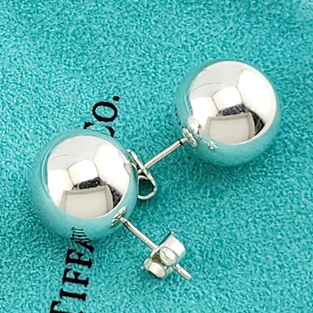 【Tiffany&Co. 蒂芙尼】925純銀-Hardwear 大圓珠墜飾針式耳環
