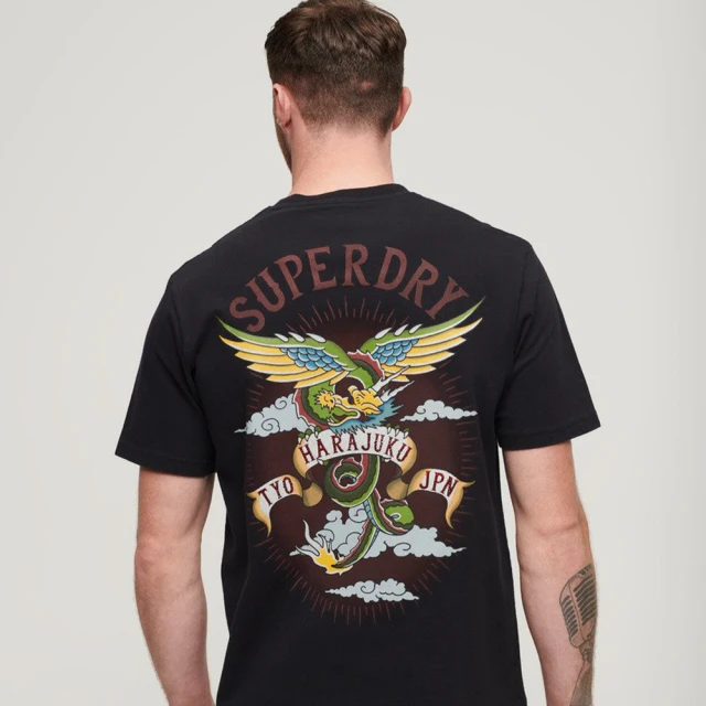 Superdry 男裝 短袖T恤 Tattoo Graphic Loose(黑)