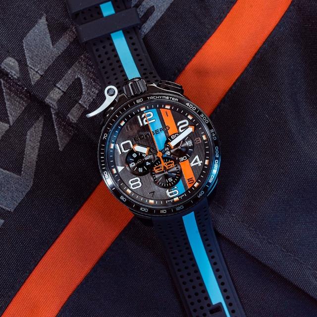 【BOMBERG】BOLT-68 系列 黑色XL復古賽車計時碼錶(石英錶)