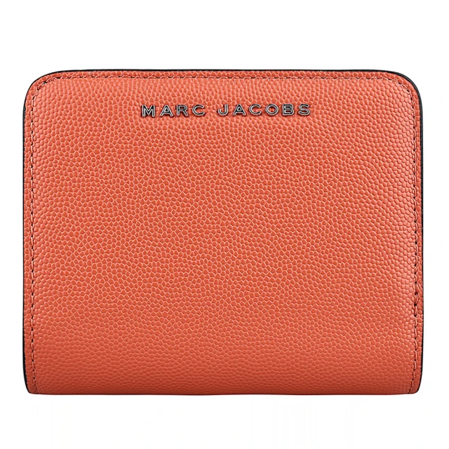 MARC JACOBS 馬克賈伯MARC JACOBS 馬克賈伯 MARC JACOBS DAILY MINI LOGO釦式防刮小牛皮4卡短夾(橘x黑)