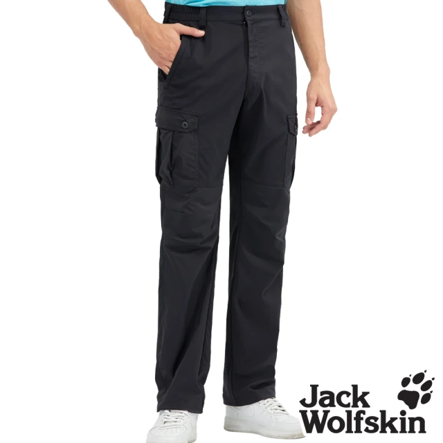 Jack wolfskin 飛狼 男 帥氣拼接多口袋休閒長褲 登山褲(黑)