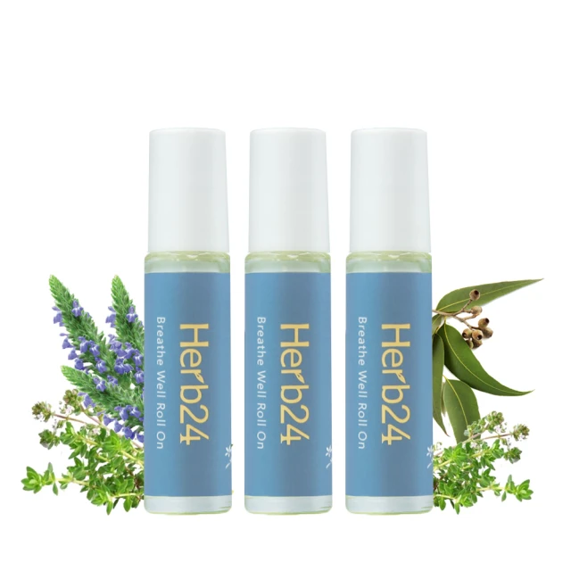 草本24 Herb24 精油滾珠棒3入組－清新順暢(暢通呼吸、喚醒活力)