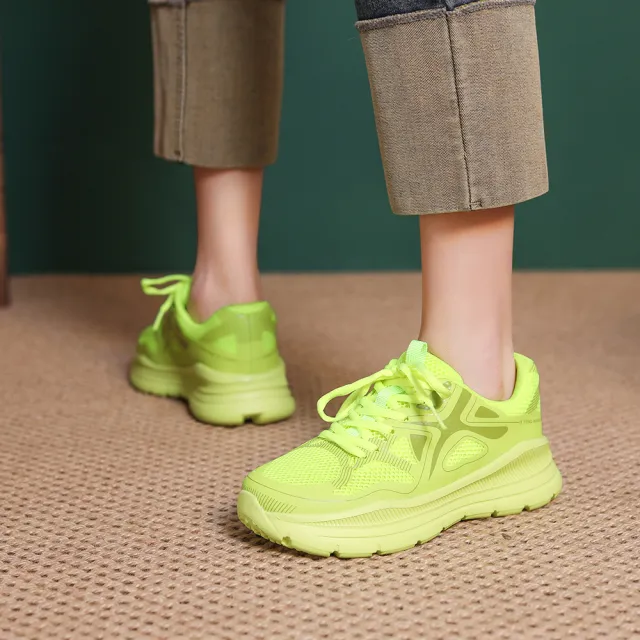 【NO SUB】網面運動鞋/潮流透氣網面科技布舒適百搭休閒運動鞋(綠)