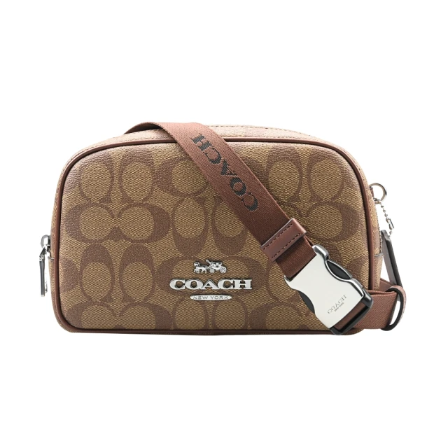 COACH Pace 金屬logo斜揹腰包(卡其C)