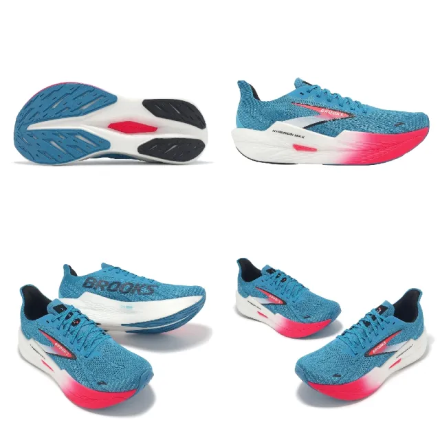 【BROOKS】競速跑鞋 Hyperion Max 2 男鞋 藍 粉 漸層 回彈 氮氣中底 厚底 輕量 運動鞋(1104341D408)
