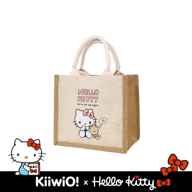 【Kiiwi O！官方直營】Hello Kitty 凱蒂貓聯名款．棉麻隨行袋 多色選(凱蒂貓/棉麻提袋/購物袋/耐用/環保)