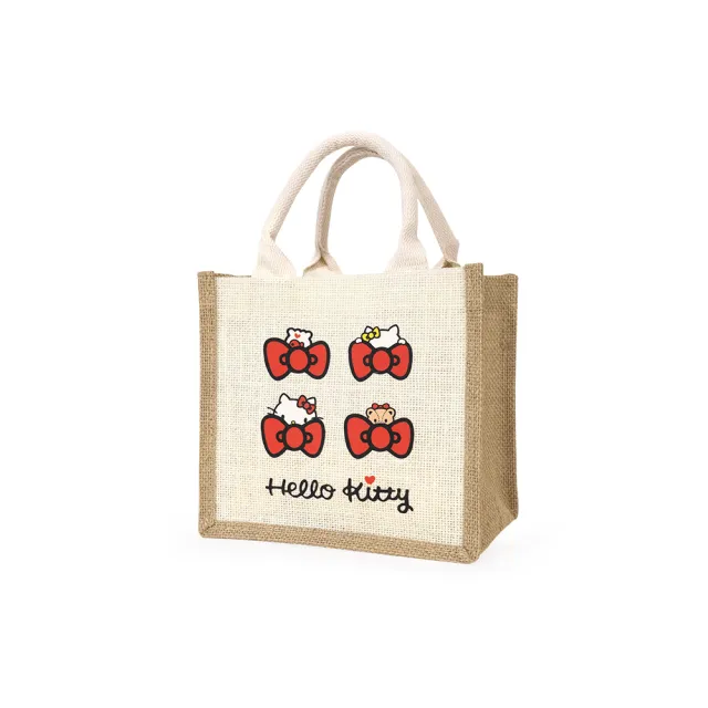【Kiiwi O！官方直營】Hello Kitty 凱蒂貓聯名款．棉麻隨行袋 多色選(凱蒂貓/棉麻提袋/購物袋/耐用/環保)