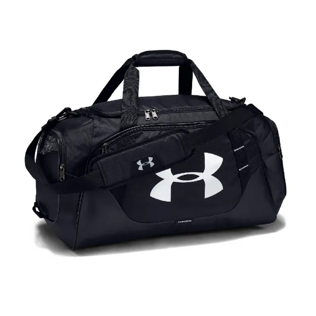【UNDER ARMOUR】健身包 Undeniable 3 Medium Duffle Bag 黑銀 可調背帶 旅行袋 UA(1300213001)
