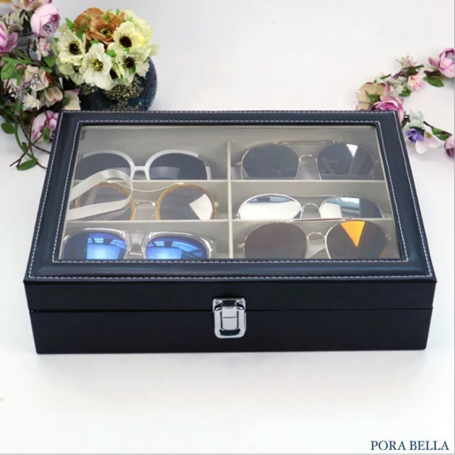 Porabella 夏天墨鏡收納盒 墨鏡展示盒 皮革收納盒 眼鏡收納盒 太陽眼鏡收納盒 8格收納 墨鏡控必備