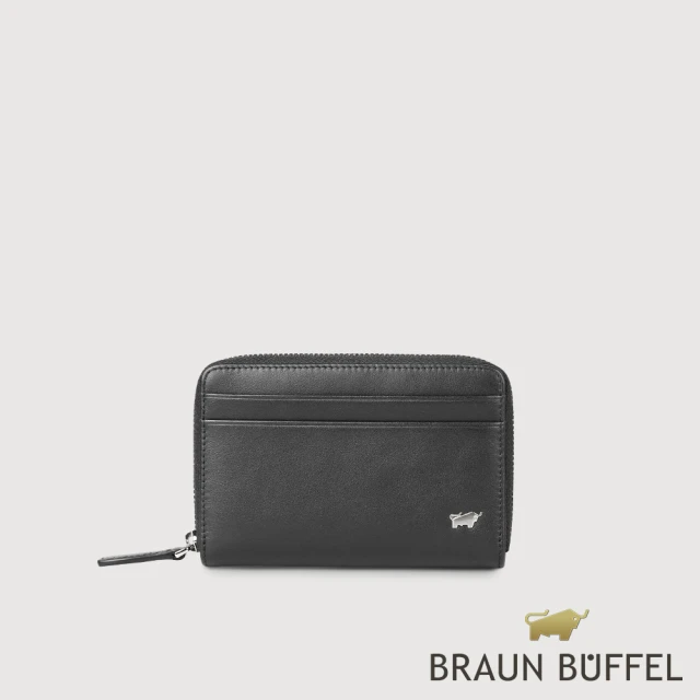 BRAUN BUFFEL 德國小金牛 台灣總代理 布爾斯 拉鍊零錢包-黑色(BF532-163-BK)