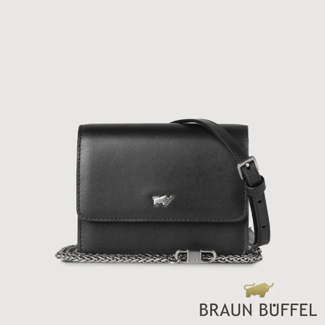 BRAUN BUFFEL 德國小金牛BRAUN BUFFEL 德國小金牛 台灣總代理 布爾斯 3卡附背帶零錢包-黑色(BF532-721-BK)