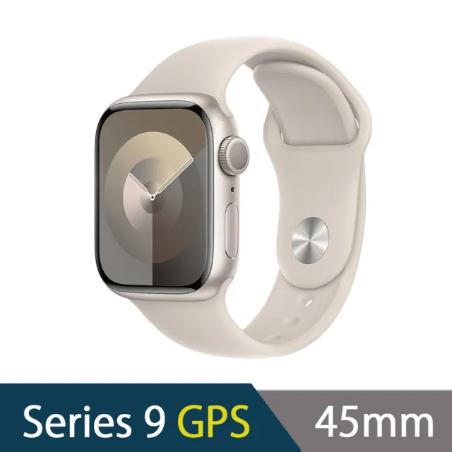 鋼化保貼組【Apple】Apple Watch S9 GPS 45mm(鋁金屬錶殼搭配運動型錶帶)