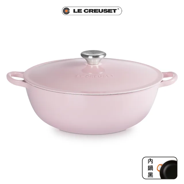 【Le Creuset】琺瑯鑄鐵鍋媽咪鍋28cm(雪紡粉/溫桲黃 2色選1)