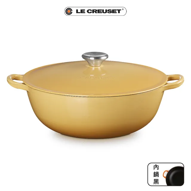 【Le Creuset】琺瑯鑄鐵鍋媽咪鍋28cm(雪紡粉/溫桲黃 2色選1)