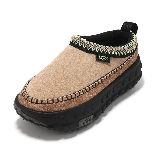 【UGG】休閒鞋 W Venture Daze 女鞋 沙色 黑 麂皮 刺繡 厚底 輪胎大底 懶人鞋(1155650SNDB)