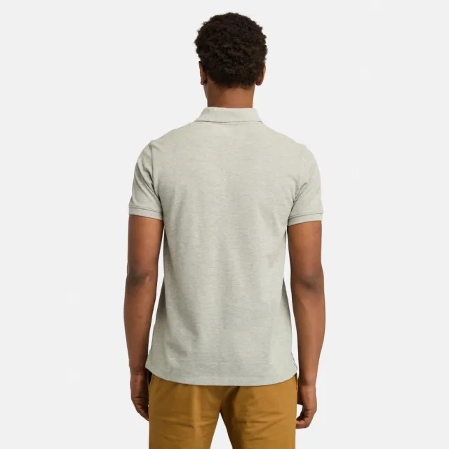 【Timberland】男款灰色休閒短袖Polo衫(A2EPMV91)