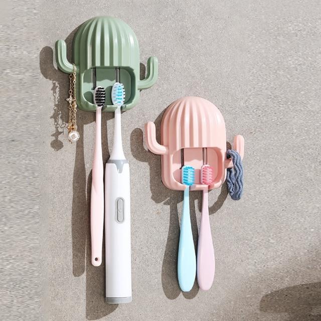 【E.dot】俏皮仙人掌造型掛勾牙刷架