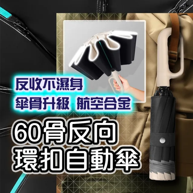 【homer生活家】60骨反向環扣自動傘(反向傘 遮陽傘 摺疊傘 大雨傘 防風傘 自動傘)